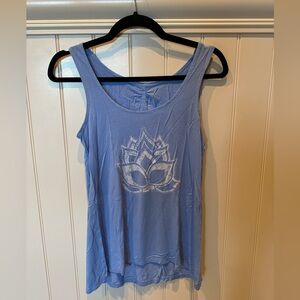 GAIAM Ladies Woman’s Size Extra Small Blue Racerback Tank Top White Lotus